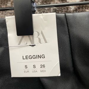Zara Straight Leg Ankle Leather Legging high rise